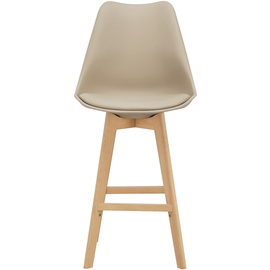[en.casa] 2er-Set Barstuhl mit Rückenlehne Buche-Gestell Beige