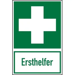 Rettungszeichen, Kombischild Ersthelfer - ASR A1.3 (DIN EN ISO 7010) - 200x300x1.5 mm Kunststoff nachleuchtend