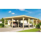 Weka Leimholzcarport Doppel 615 5,76 x 5,91 m natur