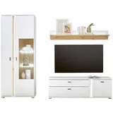 furn.design Wohnwand weiß Eiche Wotan, Metall, Nachbildung, 240x200x42 cm, Wohnzimmer, Wohnwände, Anbauwände