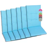GO-DE Textil Bequeme und attraktive Polsterauflagen für Hochlehner-Gartenstühle (6er-Set, Uni blau, Hochlehner)