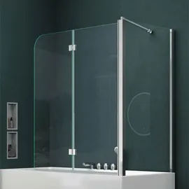 mai & mai Duschwand für Badewanne Badewannenfaltwand 6mm Sicherheitsglas mit NANO-Versiegelung Badewannenaufsatz Wandanschlag links BTH: 70x120x140cm