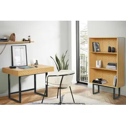 Schreibtisch WOODMAN "Camden", braun (eiche, schwarz), B:110cm H:76cm T:55cm, Tische, skandinavisches Design, praktisch ausziehbar mit Push-to-Open-Funktion