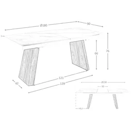 ac angel cerda Angel Cerdá Ausziehbarer Esstisch ovales Fass Porzellanmarmor aus Walnuss 1134