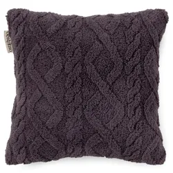 Dekokissen DESCANSO "Jacquard teddy", grau (anthrazit, jaquard, struktur, unifarben), B:40cm H:9cm L:40cm Ø:40cm, Polyester, Jacquard, Dekokissen_Sitzkissen_Kissenhüllen, Dekokissen, Zierkissen, Weich, 40x40 cm, Teddy, Jacquard
