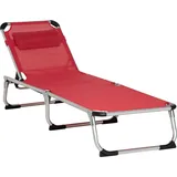 Sonnenliege Gartenliege Alu Stoffliege Relaxliege 5-fach Verstellbar Faltbar Ergonomisch Netzstoff Rot 170 X 60 X 76 Cm