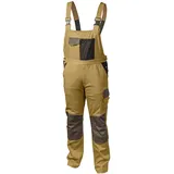 Högert Technik – Slim Arbeitslatzhose EDGAR beige mit elastischen Trägern, 7 Taschen, Oxford 600D Verstärkungen, reflektierenden Elementen und ergonomischer Passform für Herren - XXL Slim