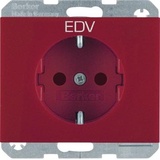 Berker Steckdose SCHUKO mit Aufdruck "EDV", rot glänzend