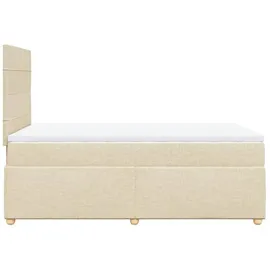 vidaXL Boxspringbett mit Matratze Creme 120x200 cm Stoff