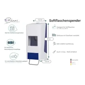 Blanc HYGIENIC Softflaschenspender für 1.000 ml oder 2.000 ml Softflaschen in Grau-Weiß ODER Blau-Weiß