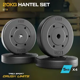 trex sport Hantelscheiben Set 20 kg Kunststoff Gewichte 4x5 kg schwarz