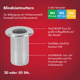 ARROW Blindnietmutter RN M4 Ø 6 x 10,5 mm 50 Stück