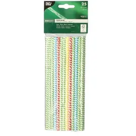 Papstar Trinkhalme Papier Ø 6 mm 20 cm 25 St. Schwarz/Weiß