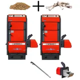 Atmos Pelletkessel P50 mit Holznotbetrieb 45 kW + 2,5 m Förderschnecke und Brenn