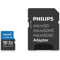 Philips Ultra Pro R100/W80 microSDXC 512GB Kit, UHS-I U3, A1, Class 10 (FM51MP65B)