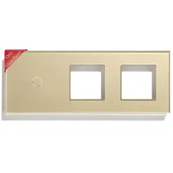 BSEED-Glas-Dreifachpanel für Schalter und Steckdosen Gold Einpolig Öffnung Öffnung