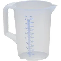 Hünersdorff Messkanne 2000 ml PP, 2 Skalen geschlossener Griff, transparent
