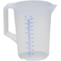 Hünersdorff Messkanne 2000 ml PP, 2 Skalen geschlossener Griff, transparent