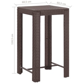 vidaXL 3-tlg. Gartenbar-Set mit Kissen Poly Rattan Braun