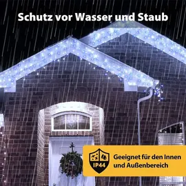 salcar LED Lichterkette Eisregen LED außen, Lichterkette Weihnachten, Lichtervorhang Fenster IP44, 8 Betriebsmodi mit Memory-Funktion, - Blau... - Weiß