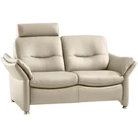 Hukla 2-Sitzer HUKLA "HU-SF15058 Ledersofa, Breite 164 cm", beige (torro ecru), B:164cm H:91cm T:92cm, Sofas, hochwertiges Glattleder, optional mit Kopfstütze