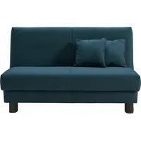Schlafsofa ELL + ELL "Enny", blau (petrol), B:145cm T:100cm, Sofas, Liegefläche Breite 120 oder 140 cm, Liegehöhe 40 cm, Füße schwarz