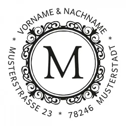 Monogrammstempel - Buchstabenstempel mit Blumenkreis - Trodat 4642