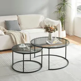 [en.casa] Couchtisch 2er Set Kokkola Rauchglas