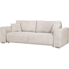 INOSIGN 3-Sitzer INOSIGN "BEATRICE, B: 250 cm - wahlweise mit Bettfunktion", beige (creme), B:250cm H:92cm T:107cm, 100% Polyester, Sofas, u. Bettkasten, incl. 2 Zierkissen