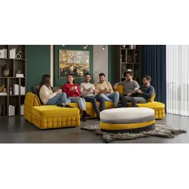 aea Großer gelber Ecksofa in U-Form Stoff-Polstersofa Hochwertige Wohnzimmermöbel - Gelb