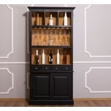 Casa Padrino Weinschrank Landhausstil Weinschrank Schwarz / Naturfarben 103 x 36 x H. 210 cm - Barschrank im Landhausstil