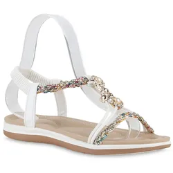 Damen Riemchensandalen in Weiss Muster