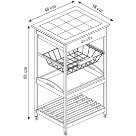 KESPER Küchenwagen, Material: Bambus, Keramik, Maße: B 48 x H 81 x T 38 cm,