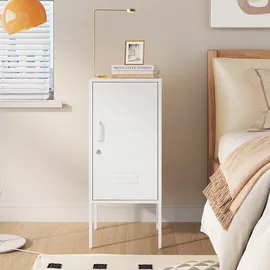 [en.casa] Nachtschrank Hausjärvi 82x35x35 cm Türgriff links Stahl Weiß