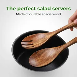Dayshake Salatbesteck aus Holz 2-teilig - Luxuriöses Salatbesteck - Nachhaltiges Salatbesteck - Salatbesteck - Spülmaschinenfest
