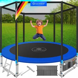 Kesser Trampolin Outdoor Ø 244/305/366/427 cm inkl. Sicherheitsnetz und Leiter Blau