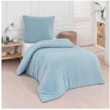 Traumschlaf Uni Musselin bleu 200 x 220 cm + 2 x 80 x 80 cm