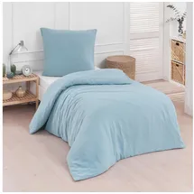 Traumschlaf Uni Musselin bleu 200 x 220 cm + 2 x 80 x 80 cm