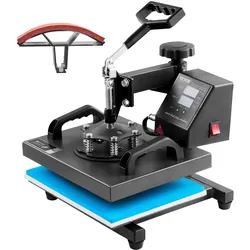 VEVOR 2 in 1 Transferpresse 25,4 x 30,5 cm, Wärmepresse 650 W, DIY Heißpresse Kappen Hemdenpresse, Temperaturbereich 0-250 °C, Zeitsteuerung 0-999 s, 360 Grand schwenkbare Basis, Teflonbeschichtung