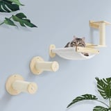 SONGWAY Kletterwand Katzen Katzentreppe Wandmontage - 4-teilig Katzen Kletterwand Set mit Katzen Hängematte und Sisalsäule, Wandliege Katzen, Kratzbaum Wand, Katzen kratzmöbel, Beige