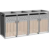 Estexo Mülltonnenbox Müllbox Mülltonnenverkleidung 4 Türen Pflanzdach Edelstahl RAL9007