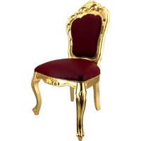 Casa Padrino Luxus Barock Esszimmer Stuhl Bordeaux Rot Lederoptik / Gold - Designer Barock Stuhl - Luxus Qualität