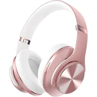 DOQAUS Bluetooth Kopfhörer Over Ear, Bis zu 90 Std Kabellose Kopfhörer mit 3 EQ-Modi, HiFi Stereo Faltbare Headset mit Mikrofon, weiche Ohrpolster für Reisen/Büro/Handy/PC/Laptops-Roségold