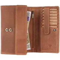 Braune Damen Geldbörse Echt Vintage Leder RFID Kartenfächer XXL Portemonnaie