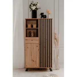 Deine Tante Emma Highboard Harmony / Anthrazit, Eiche Artisan Metall, 4 Fächer, 1 Schubladen, 80x156x40 cm B: 80 H: 156 T: 40.0