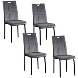 Hti-Living Esszimmerstuhl Stuhl Denton Velvet 4er-Set (Set, 4 St), Esszimmerstuhl Samt grau