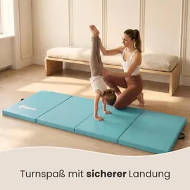 Eyepower 180x60 Klappbare Turnmatte für Zuhause - Gymnastikmatte Dicke 5cm - Weichbodenmatte Klappbar - Turnmatte Kinder Outdoor Sport Matratze Sportmatte Faltbar Fitness Matte Yogamatte Mint-Lila