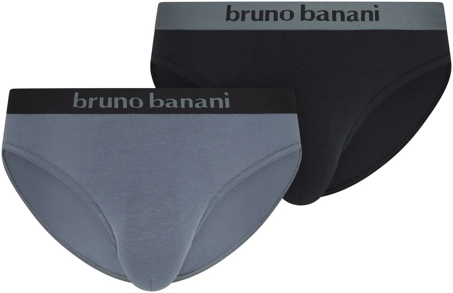 Bruno Banani Slip »Flowing«, (2er Pack), mit Logobund Bruno Banani mondgrau/schwarz XXXL