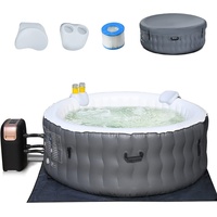 RELAX4LIFE Aufblasbarer Whirlpool 800 L, Elektrischer In-Outdoor Pool mit 108 Massagedüsen&Heizungsfunktion&Bubblemassagefunktion&Filterfunktion, mit Abdeckung für 4 Personen (Grau)