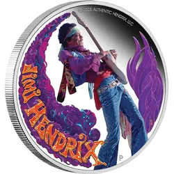 1-Unzen-Silbermünze Jimi Hendrix mit Digital-Farbdruck